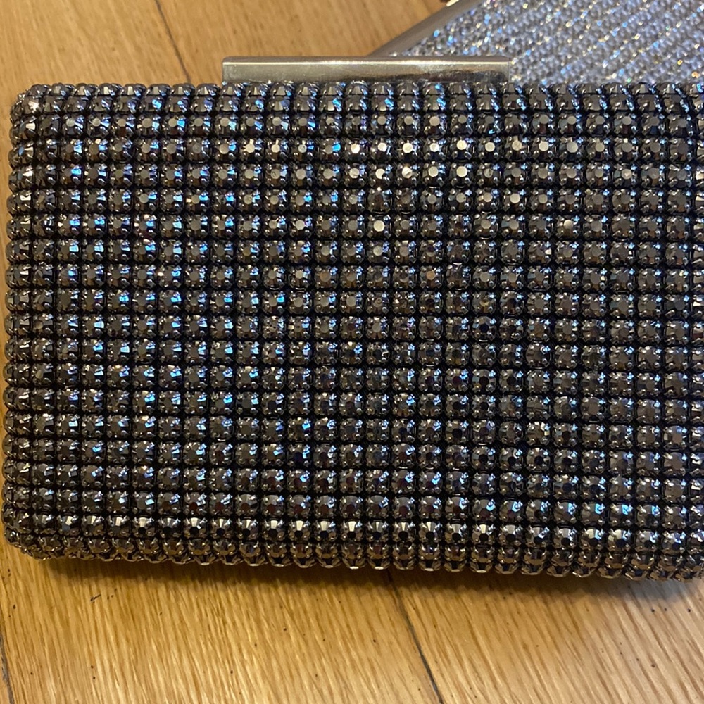 Beaded Formal Black and Chrome Square Evening Bag
